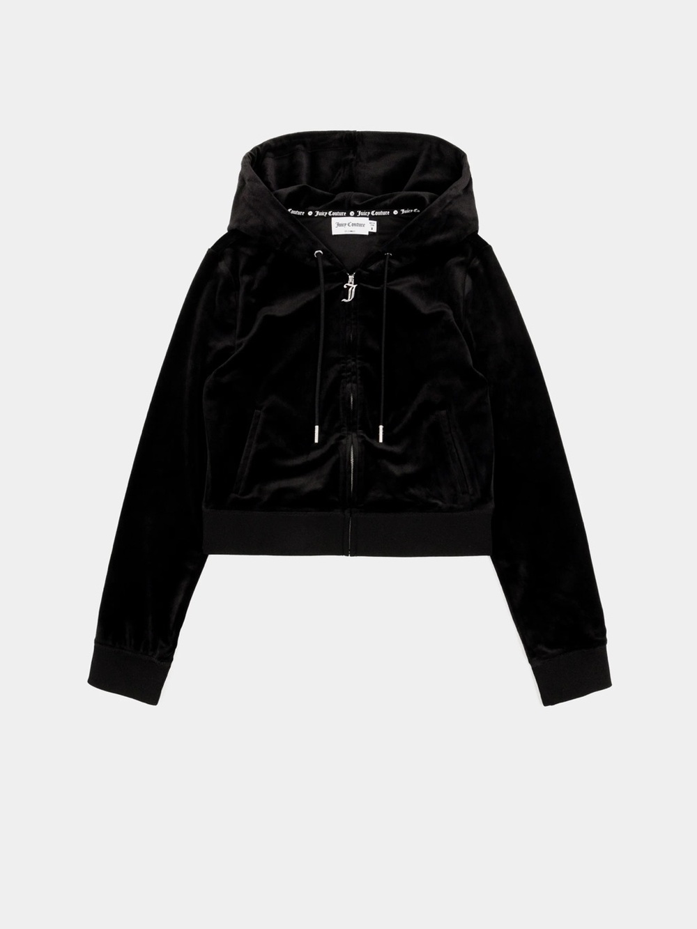 Juicy Couture Black Velvet Bomber Hoodie Jacket